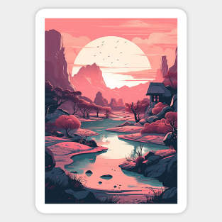 Distant Horizon Anime Style Landscap Sticker